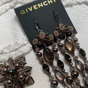 Givenchy earrings and brooch